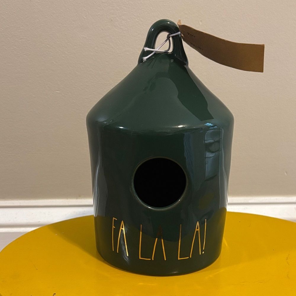 Rae Dunn Dark Green Ceramic Birdhouse fa la la